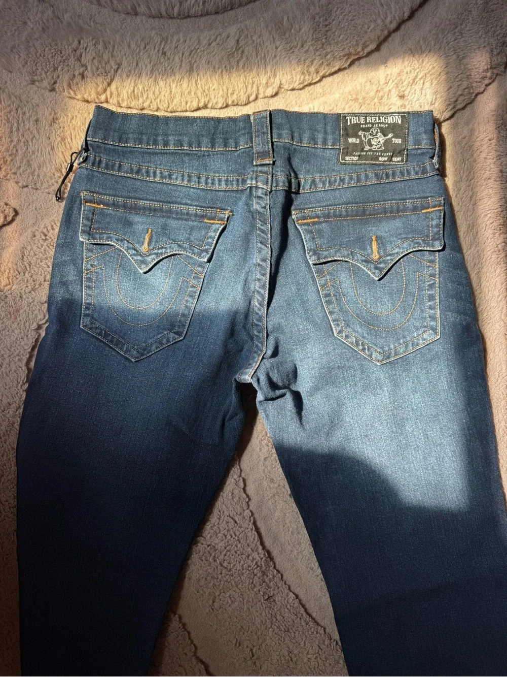 True Religion Men's Deep Blue Slim Jeans with Contrast Stitching